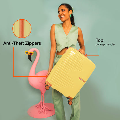 Nasher Miles Havelock TSA Lock and Anti-Theft Hard-Sided Polypropylene Cabin Luggage Cream 20 inch |55 Trolley Bag | Suitcase