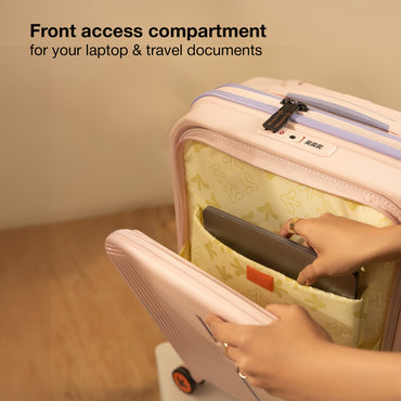 Nasher Miles Alexandria Hard-Sided Polypropylene TSA Lock Cabin Luggage with Laptop Compartment 20 inch | 55cm | 8 Wheels Small Trolley Bag for Travel | Suitcase (Peach Grey)