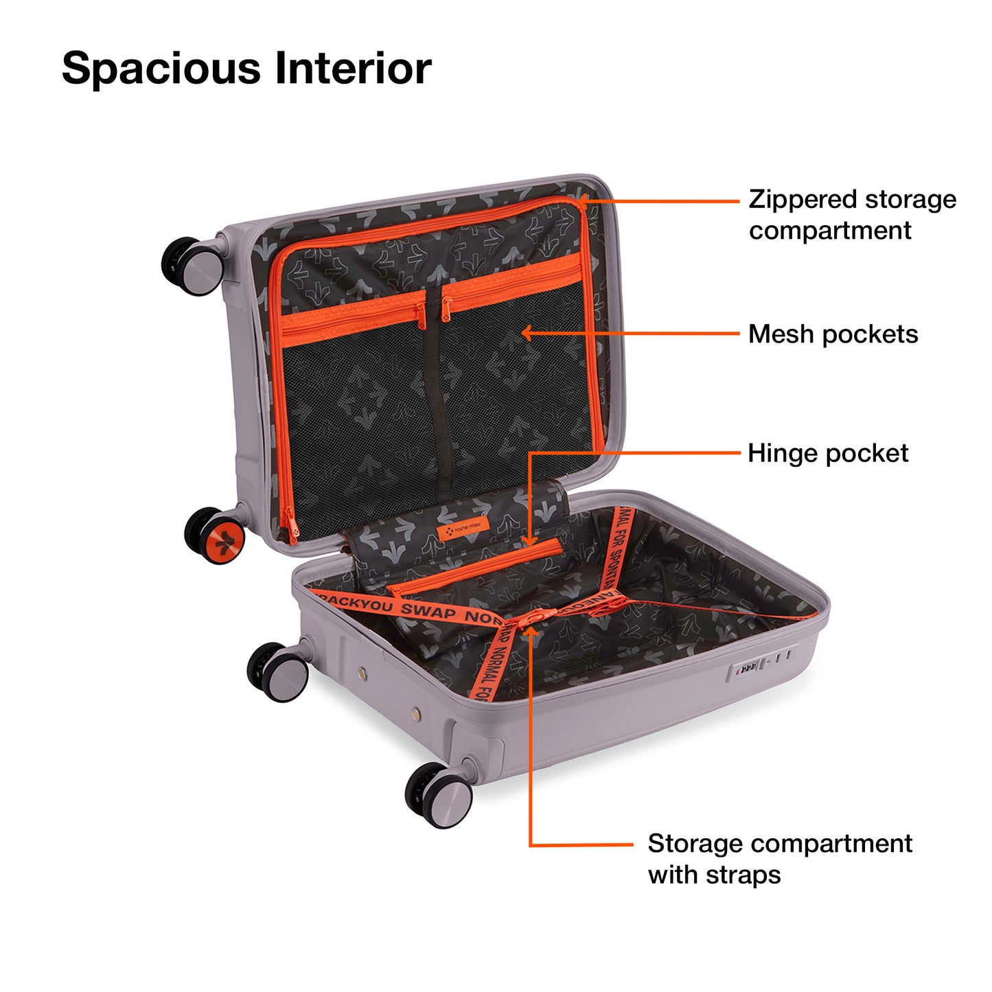 Nasher Miles Coorg Hard-Sided Polypropylene Cabin Luggage Grey 20 inch |55 Trolley Bag