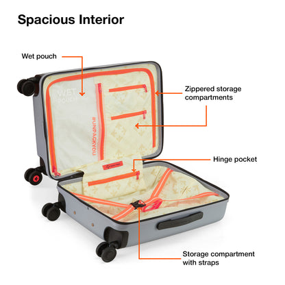 Nasher Miles Zanzibar TSA Lock Hard-Sided Polycarbonate Cabin Luggage Orange Grey 20 inch |55 Trolley Bag| Suitcase