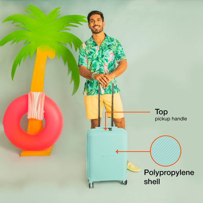 Nasher Miles Hawaii TSA Lock and Anti-Theft Hard-Sided Polypropylene Cabin Luggage Pastel Green 20 inch |55 Trolley Bag | Suitcase