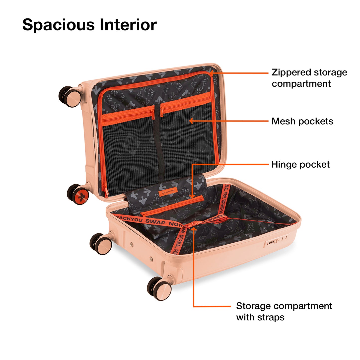 Nasher Miles Coorg Hard-Sided Polypropylene Cabin Luggage Peach 20 inch |55 Trolley Bag