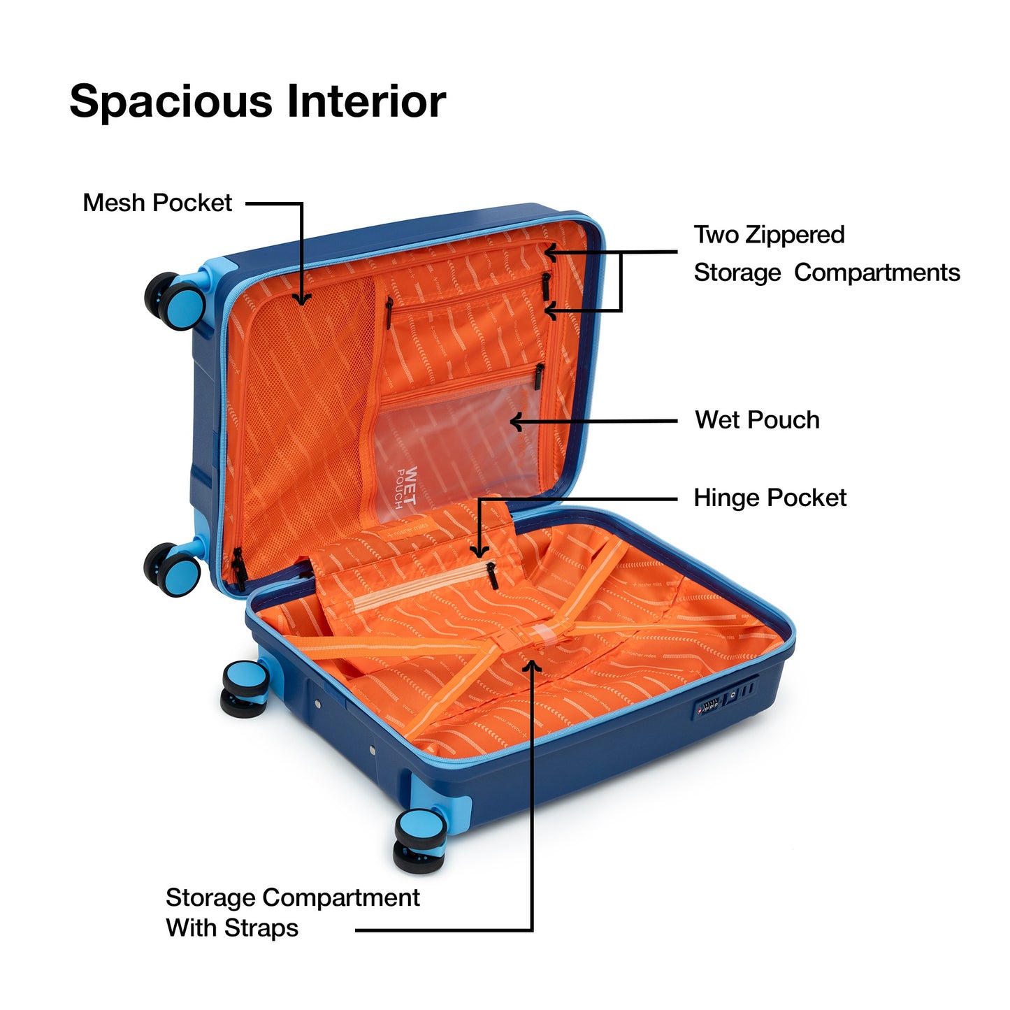 Nasher Miles Havelock TSA Lock and Anti-Theft Hard-Sided Polypropylene Cabin Luggage Blue 20 inch |55 Trolley Bag | Suitcase