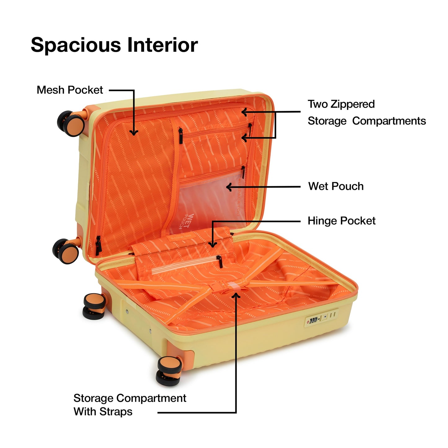 Nasher Miles Havelock TSA Lock and Anti-Theft Hard-Sided Polypropylene Cabin Luggage Cream 20 inch |55 Trolley Bag | Suitcase