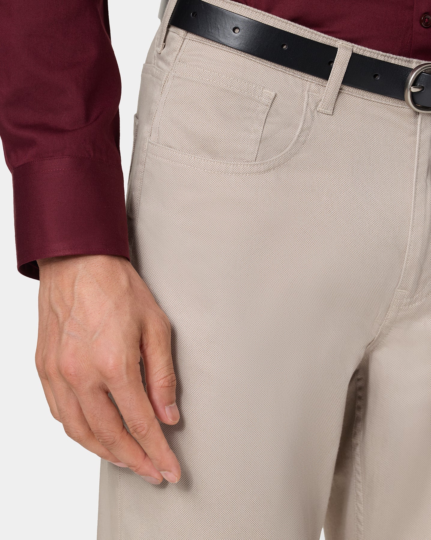 The 5 Pocket Textured Pant Almond Milk
