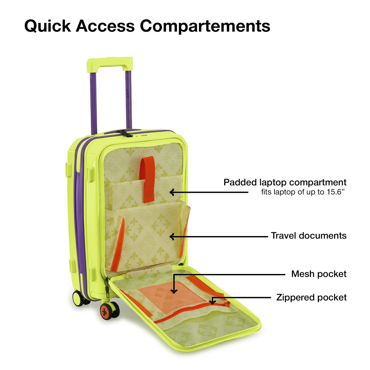 Nasher Miles Alexandria Hard-Sided Polypropylene TSA Lock Cabin Luggage with Laptop Compartment 20 inch | 55cm | 8 Wheels Small Trolley Bag for Travel | Suitcase (Green Purple)