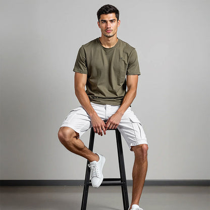 Men's Cotton Twill Cargo Shorts - White