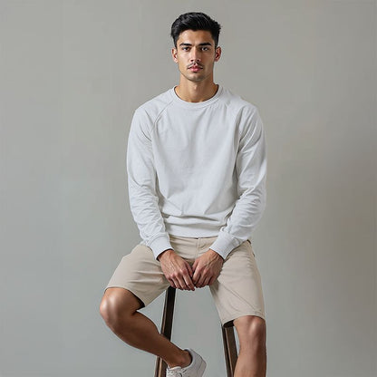 Men's Cotton Twill Chino Baggy Shorts - Beige