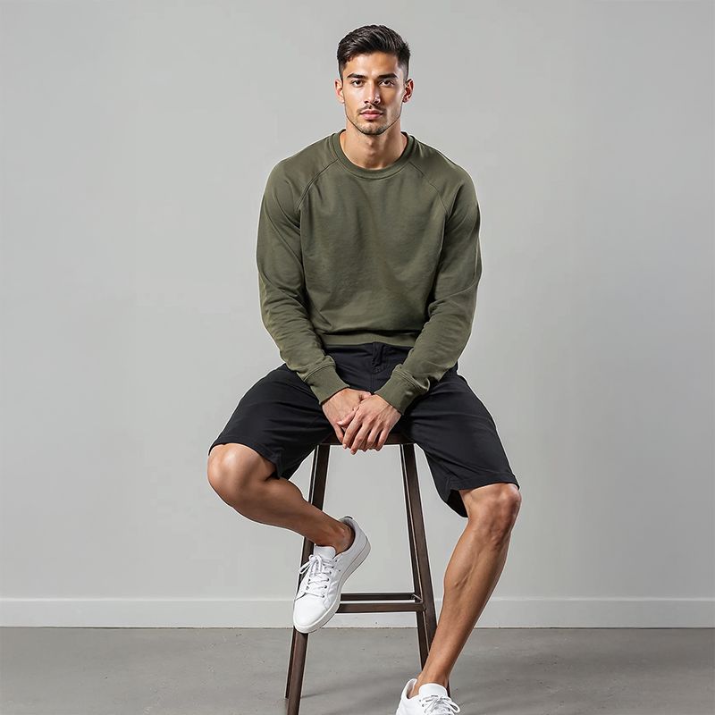 Men's Cotton Twill Chino Baggy Shorts - Black