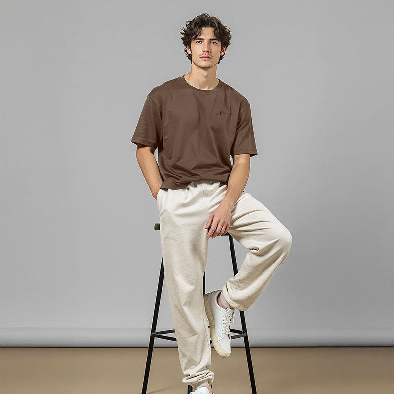 Men's French Terry Joggers - Beige Melange