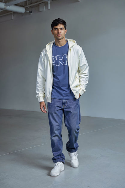 Men's French Terry Back Print Hoodie - Off White