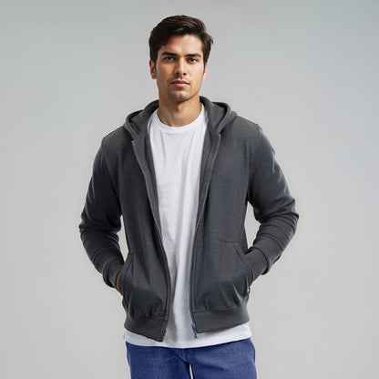 Men's French Terry Hoodie - Charcoal Melange