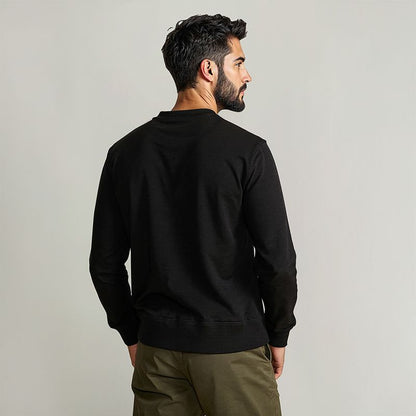 Men's French Terry Embossed Sweatshirt - Black