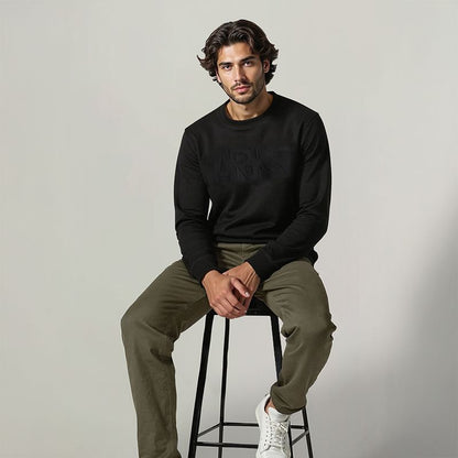 Men's French Terry Embossed Sweatshirt - Black