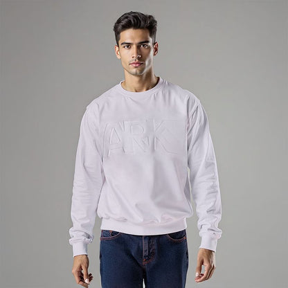 Men's French Terry Embossed Sweatshirt -  White