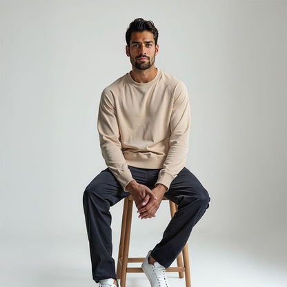 Men's French Terry Raglan Sleeve Sweatshirt - Beige