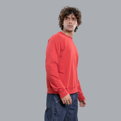 Men's French Terry Raglan Sleeve Sweatshirt - Red