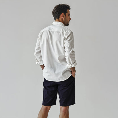 Men's Linen Classic Collar Shirt - Dawn Blue