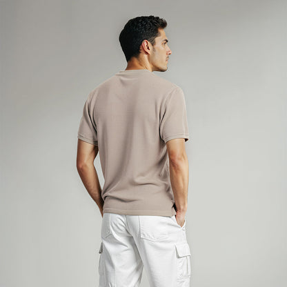 Men's Flat Knit Roundneck T-Shirt - Beige