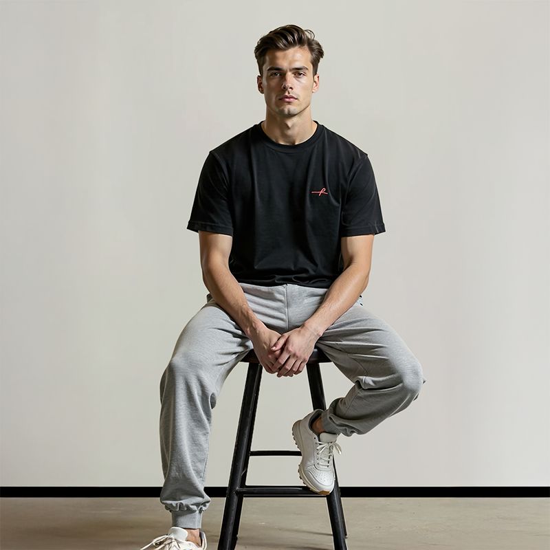 Men's Cotton Jersey Roundneck T-Shirt - Black