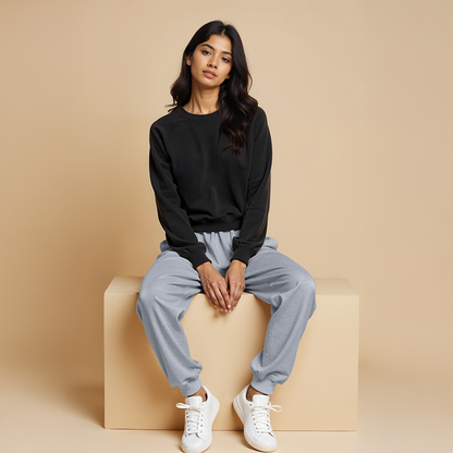 Women's French Terry Joggers - Grey Melange