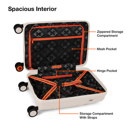 Nasher Miles The Line Hard-Sided Polypropylene Cabin Luggage White 20 inch |55 Trolley Bag