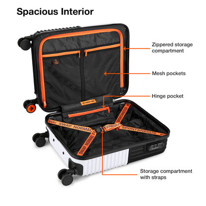 Nasher Miles Istanbul Hard-Sided ABS and PC Cabin Luggage 20 inch | 55cm | 8 Wheels Small Trolley Bag for Travel | Suitcase (Black White)