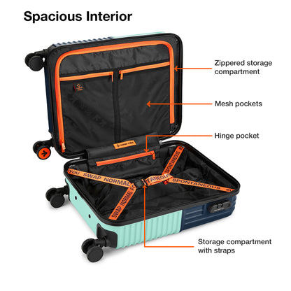 Nasher Miles Istanbul Hard-Sided ABS and PC Cabin Luggage 20 inch | 55cm | 8 Wheels Small Trolley Bag for Travel | Suitcase (Teal Dark Blue)