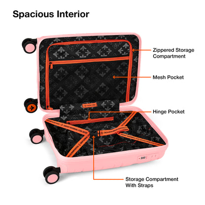 Nasher Miles The Line Hard-Sided Polypropylene Cabin Luggage Pink 20 inch |55 Trolley Bag