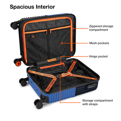 Nasher Miles Istanbul Hard-Sided ABS and PC Cabin Luggage 20 inch | 55cm | 8 Wheels Small Trolley Bag for Travel | Suitcase (Dark Blue)