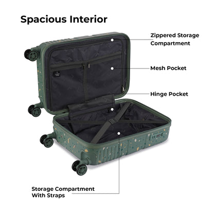 Nasher Miles Venice Hard-Sided Polycarbonate Cabin Terrazzo Printed Luggage 20 inch | 55cm | 8 Wheels Small Trolley Bag for Travel | Suitcase (Green)