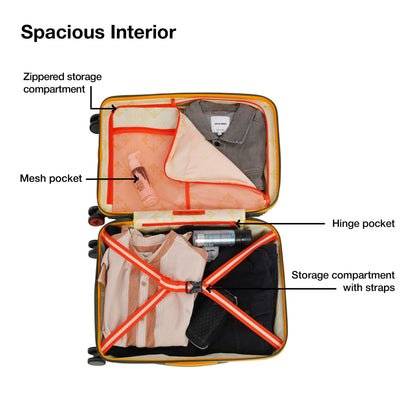 Nasher Miles Alexandria Hard-Sided Polypropylene TSA Lock Cabin Luggage with Laptop Compartment 20 inch | 55cm | 8 Wheels Small Trolley Bag for Travel | Suitcase (Green Yellow)