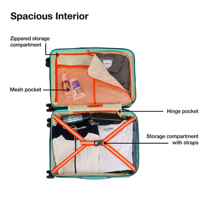 Nasher Miles Alexandria Hard-Sided Polypropylene TSA Lock Cabin Luggage with Laptop Compartment 20 inch | 55cm | 8 Wheels Small Trolley Bag for Travel | Suitcase (Grey Teal)