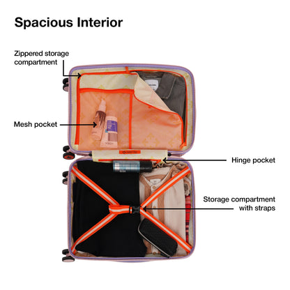 Nasher Miles Alexandria Hard-Sided Polypropylene TSA Lock Cabin Luggage with Laptop Compartment 20 inch | 55cm | 8 Wheels Small Trolley Bag for Travel | Suitcase (Peach Grey)