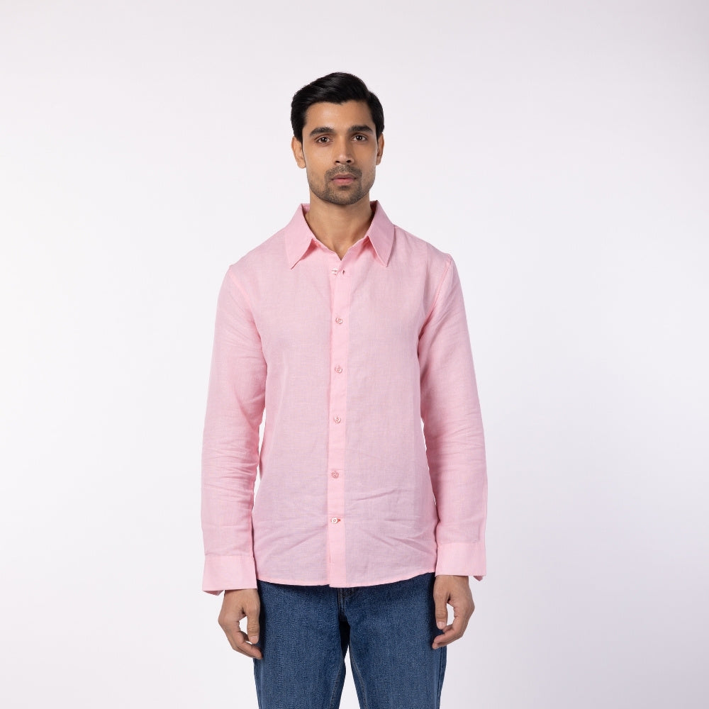 Men's Blended Classic Collar Shirt - Powder Pink