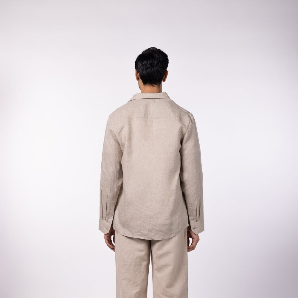Men's Linen Classic Collar Shirt - Natural