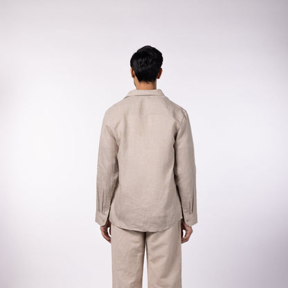 Men's Linen Classic Collar Shirt - Natural