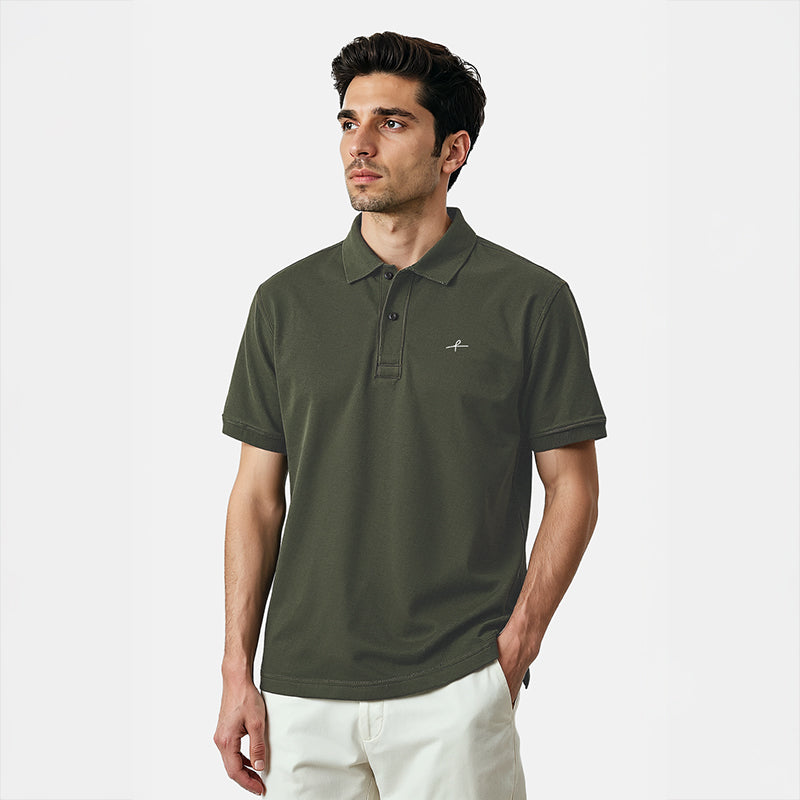 Men's Cotton Honeycomb Polo T-Shirt T-Shirt - Olive