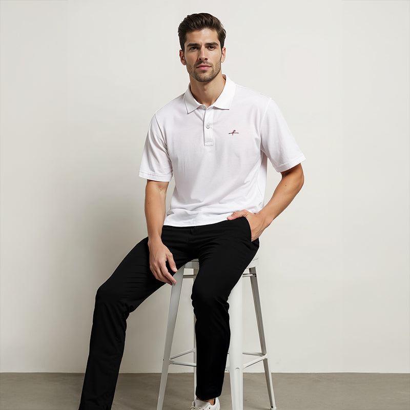 Men's Cotton Honeycomb Polo T-Shirt - White