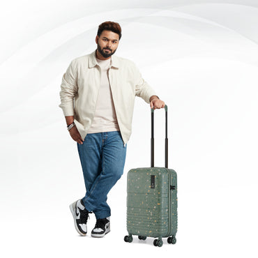 Nasher Miles Venice Hard-Sided Polycarbonate Cabin Terrazzo Printed Luggage 20 inch | 55cm | 8 Wheels Small Trolley Bag for Travel | Suitcase (Green)