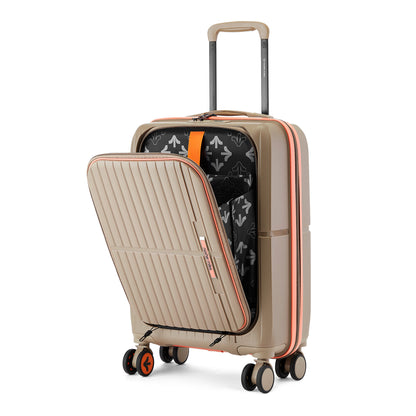 Nasher Miles Plus Springfield Hard-Sided Polypropylene Cabin Luggage with Laptop Compartment Champagne 20 inch |55 Trolley Bag