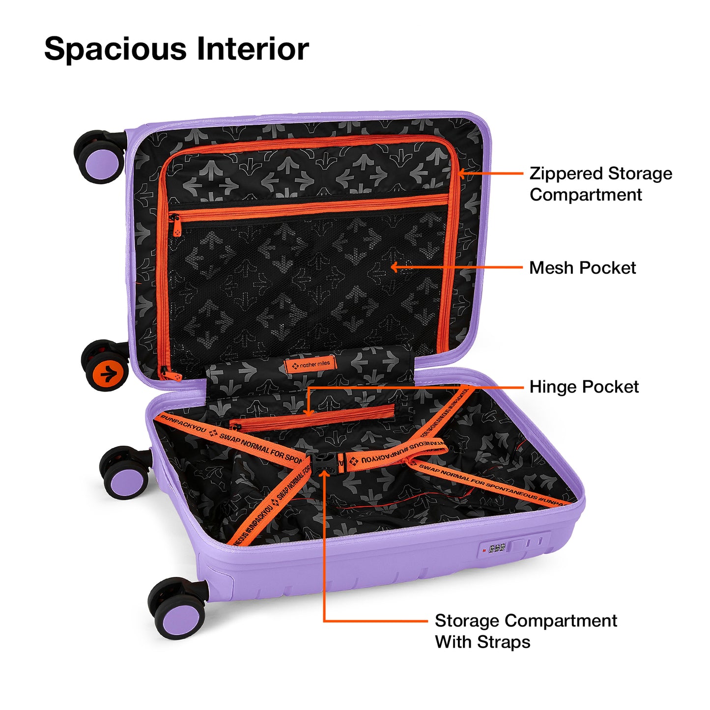 Nasher Miles The Line Hard-Sided Polypropylene Cabin Luggage Purple 20 inch |55 Trolley Bag