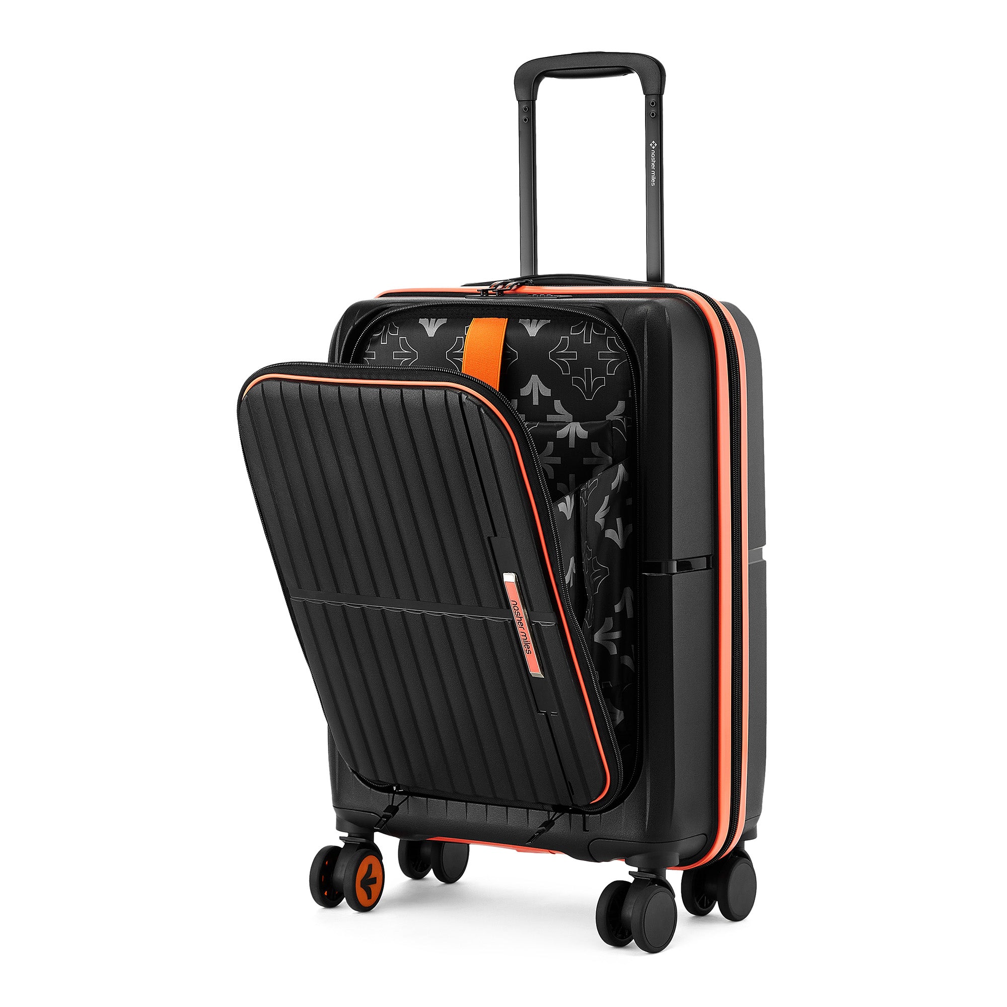 Nasher Miles Plus Springfield Hard-Sided Polypropylene Cabin Luggage with Laptop Compartment Black 20 inch |55 Trolley Bag | Nasher Miles at Broadway