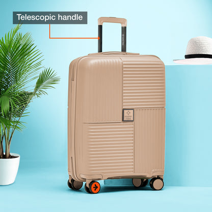 Nasher Miles Singapore Hard-Sided Polypropylene Cabin Luggage Champagne 20 inch |55 Trolley Bag