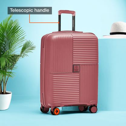 Nasher Miles Singapore Hard-Sided Polypropylene Cabin Luggage Rose Gold 20 inch |55 Trolley Bag