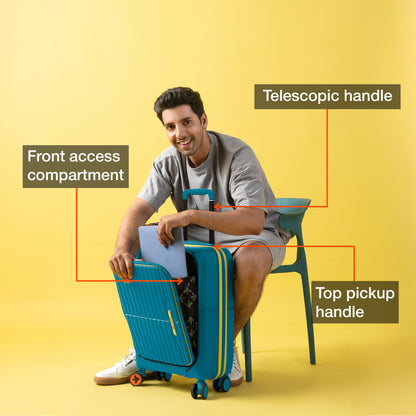 Nasher Miles Plus Springfield Hard-Sided Polypropylene Cabin Luggage with Laptop Compartment Navy Blue 20 inch |55 Trolley Bag