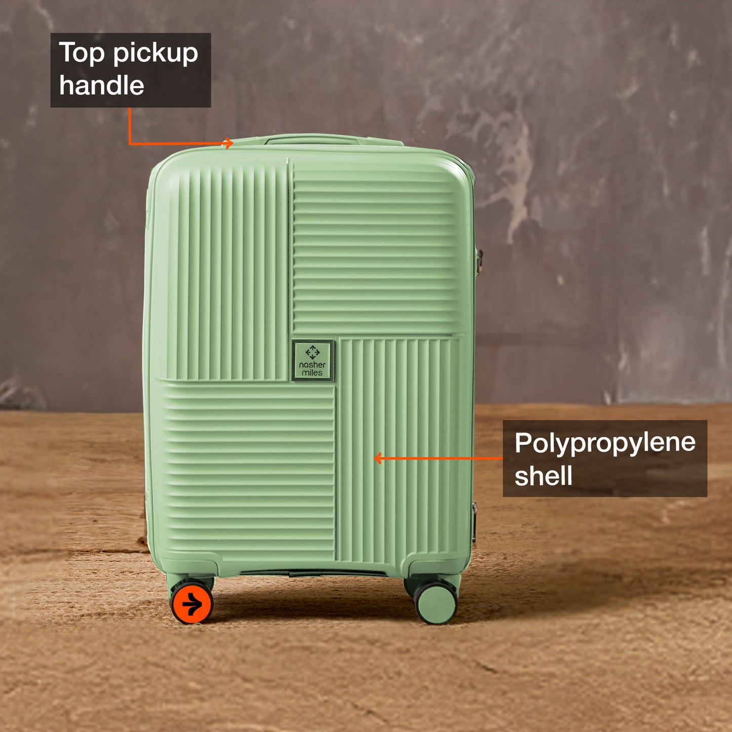 Nasher Miles Singapore Hard-Sided Polypropylene Cabin Luggage Avacado Green 20 inch |55 Trolley Bag