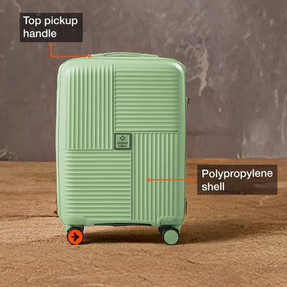 Nasher Miles Singapore Hard-Sided Polypropylene Cabin Luggage Avacado Green 20 inch |55 Trolley Bag