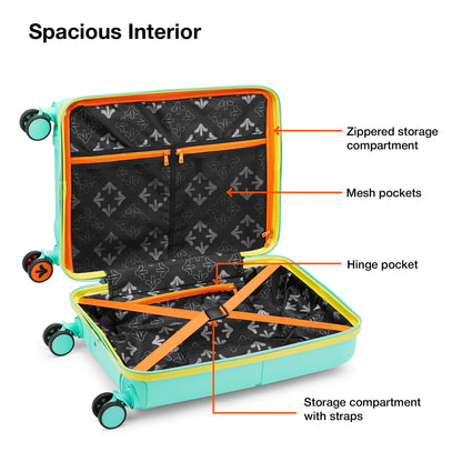 Nasher Miles Plus Springfield Hard-Sided Polypropylene Cabin Luggage with Laptop Compartment Cool Mint 20 inch |55 Trolley Bag