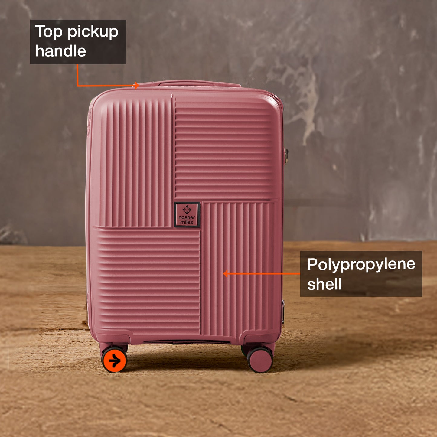 Nasher Miles Singapore Hard-Sided Polypropylene Cabin Luggage Rose Gold 20 inch |55 Trolley Bag